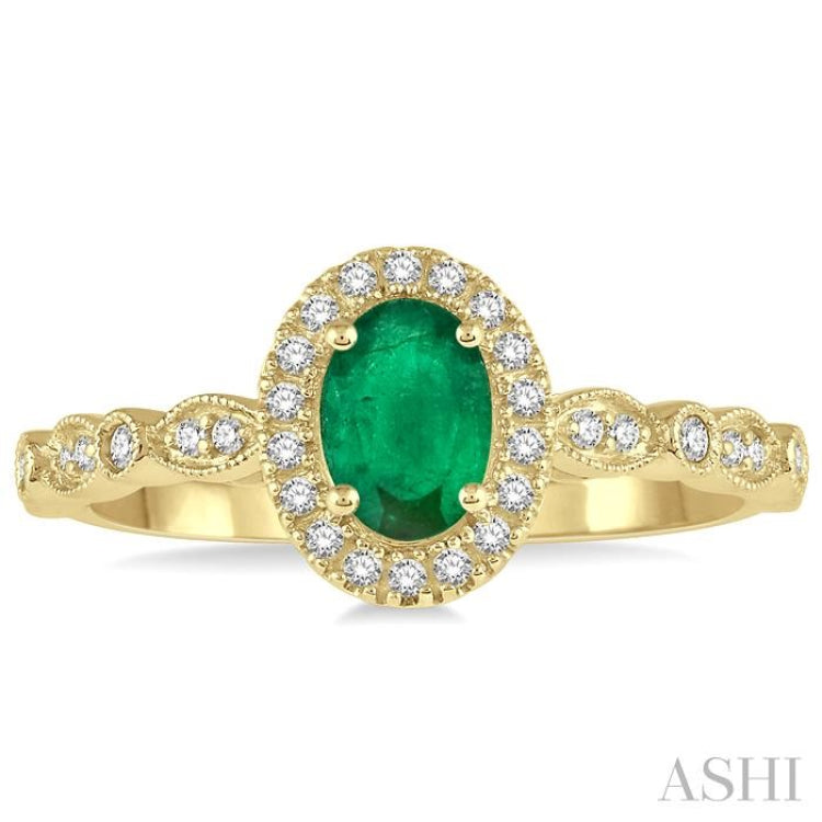 Oval Shape Gemstone & Halo Diamond Ring