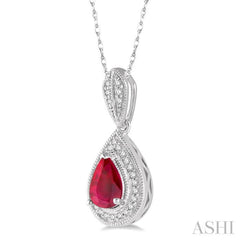 Pear Shape Gemstone & Halo Diamond Pendant