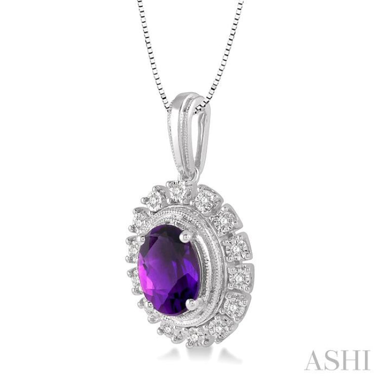 Oval Shape Gemstone & Diamond Pendant