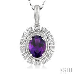 Oval Shape Gemstone & Diamond Pendant