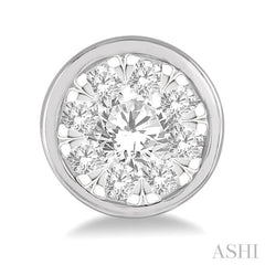 1/2 Ctw Lovebright Round Cut Diamond Bezel Stud Earrings in 14K White Gold