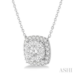 Cushion Shape Halo Lovebright Essential Diamond Necklace