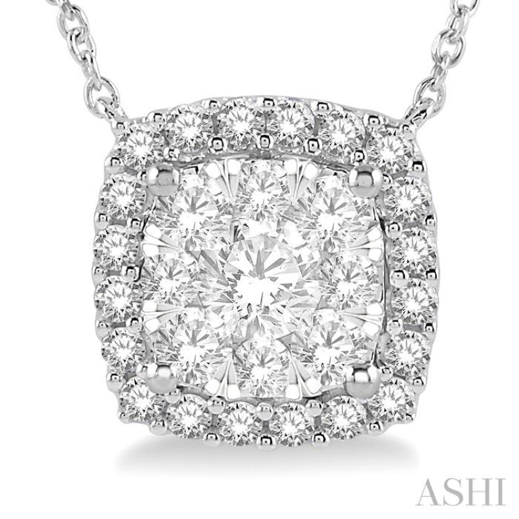 Cushion Shape Halo Lovebright Essential Diamond Necklace