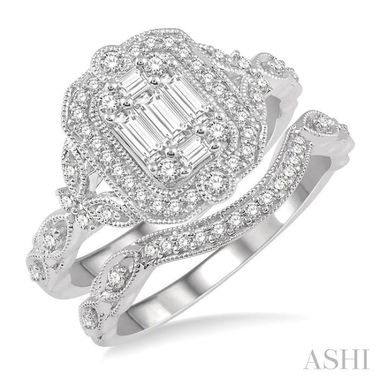 Halo Fusion Diamond Wedding Set