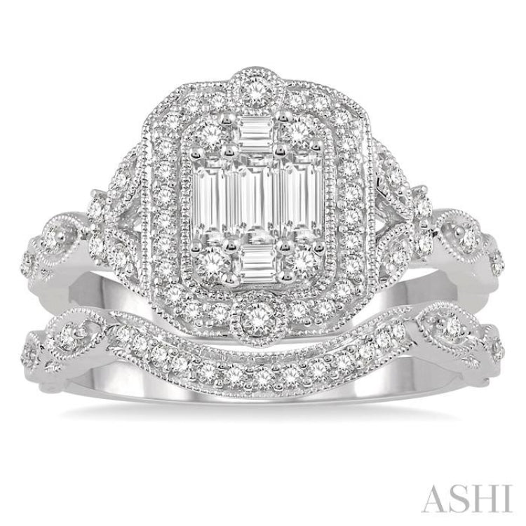 Halo Fusion Diamond Wedding Set