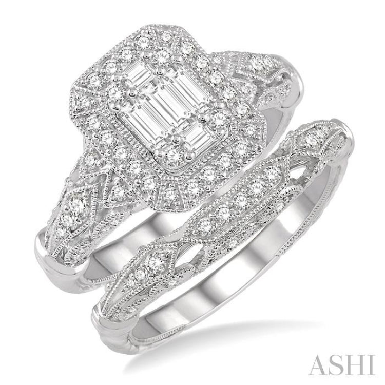 Halo Fusion Diamond Wedding Set