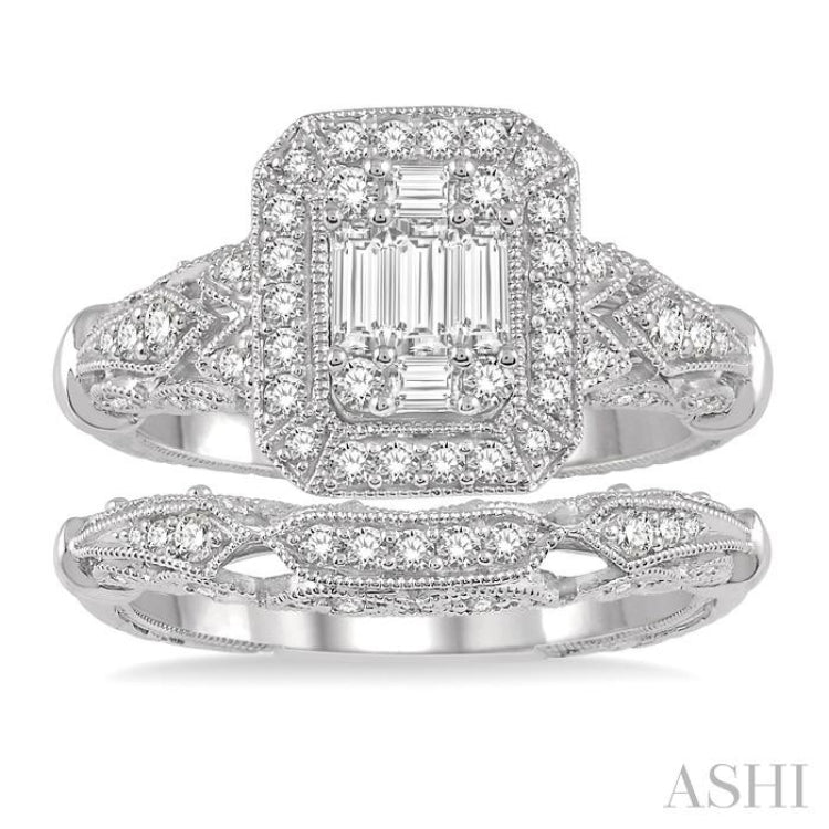 Halo Fusion Diamond Wedding Set