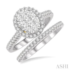 Oval Shape Halo Lovebright Diamond Wedding Set