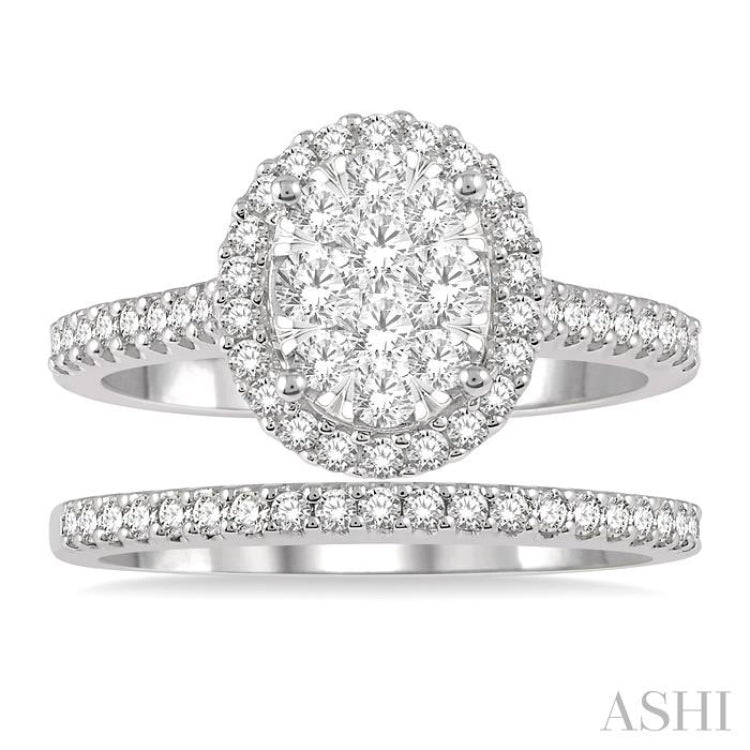 Oval Shape Halo Lovebright Diamond Wedding Set