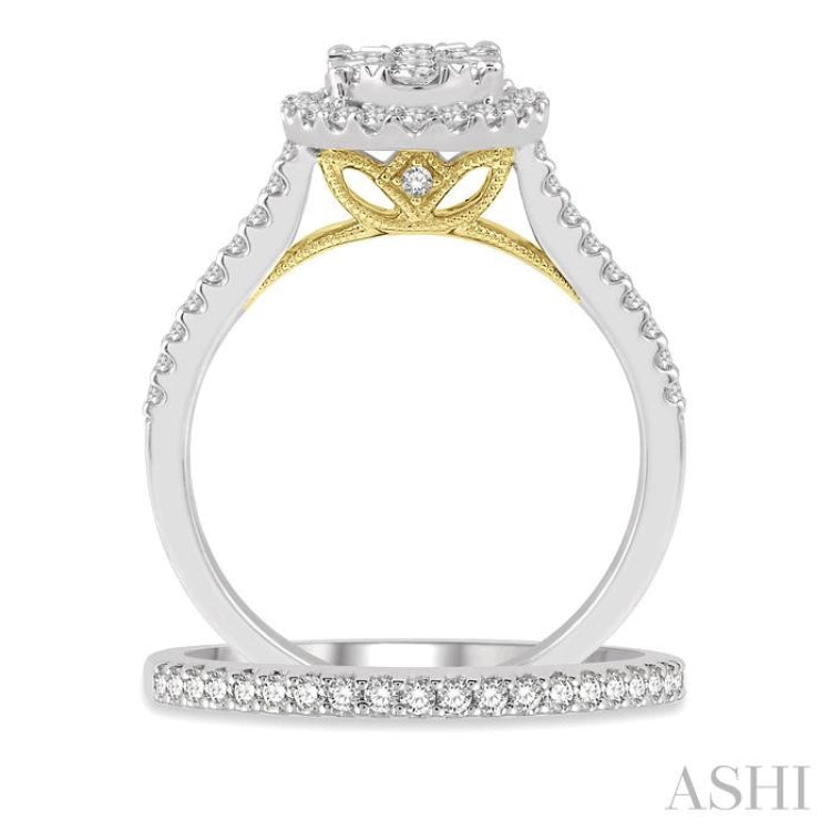 Oval Shape Halo Lovebright Diamond Wedding Set