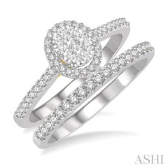 Oval Shape Halo Lovebright Diamond Wedding Set