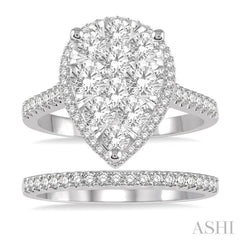 Pear Shape Halo Lovebright Diamond Wedding Set