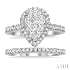 Pear Shape Halo Lovebright Diamond Wedding Set