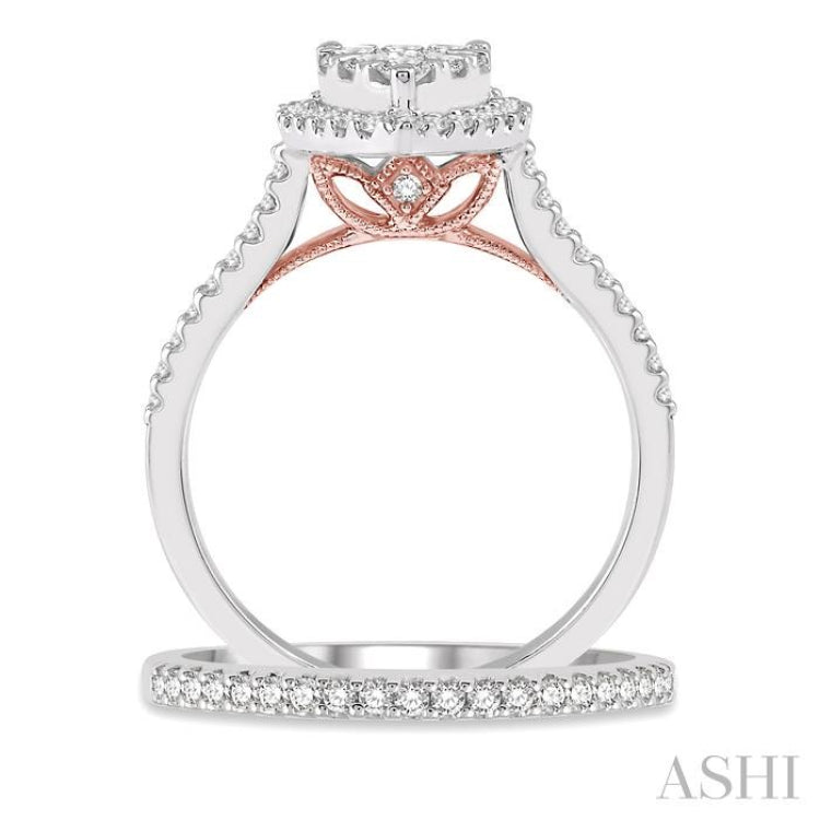 Pear Shape Halo Lovebright Diamond Wedding Set