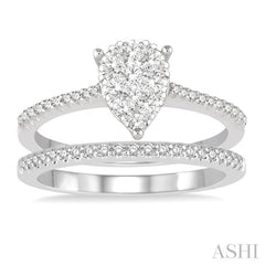 Pear Shape Lovebright Diamond Wedding Set