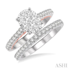 Oval Shape Lovebright Diamond Wedding Set