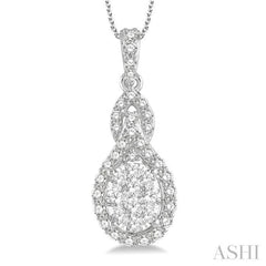 Oval Shape Halo Lovebright Diamond Pendant