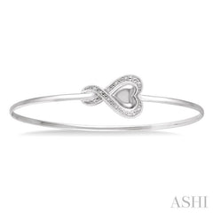 Silver Heart Shape Diamond Flexi Fashion Bangle