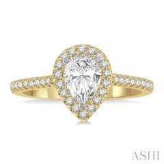 Pear Shape Semi-Mount Halo Diamond Engagement Ring