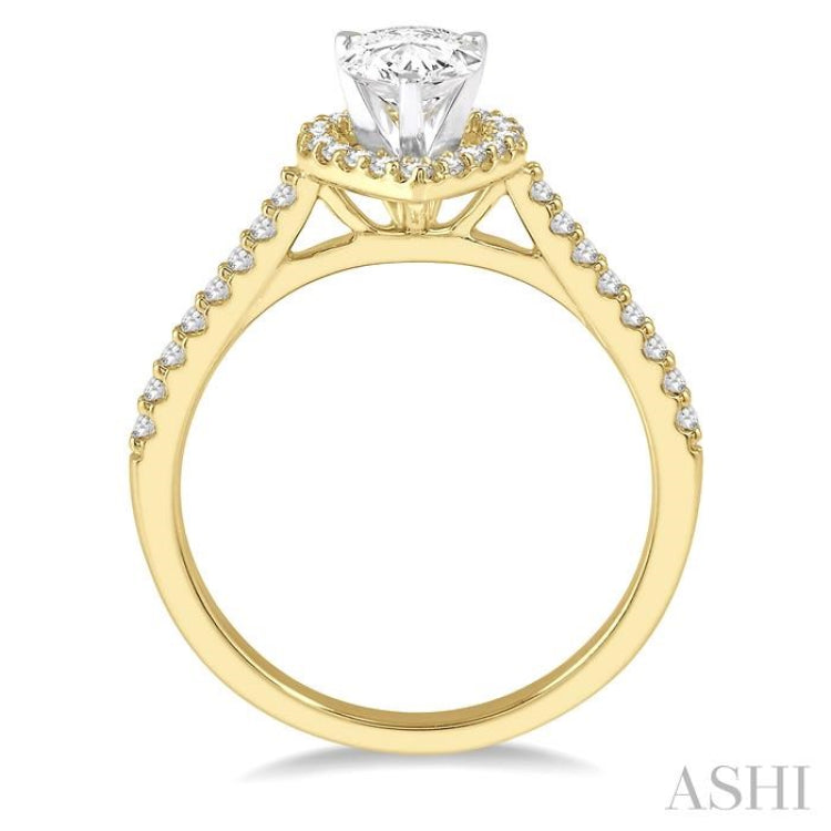 Pear Shape Semi-Mount Halo Diamond Engagement Ring