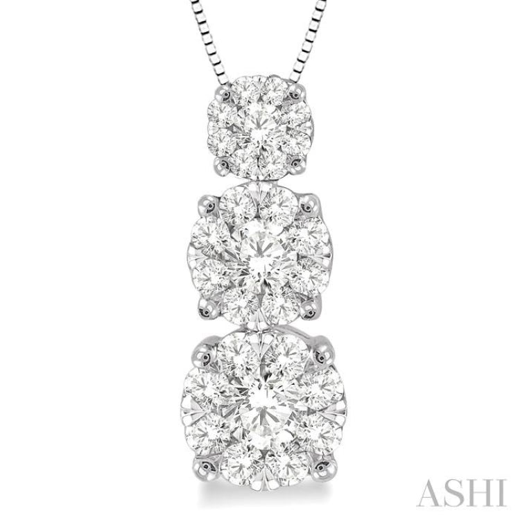 Round Shape Past Present & Future Lovebright Essential Diamond Pendant