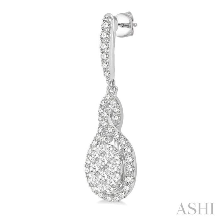 Oval Shape Halo Lovebright Diamond Earrings