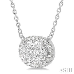 Oval Shape East-West Halo Lovebright Essential Diamond Necklace