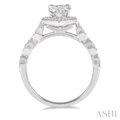 Pear Shape Semi-Mount Halo Diamond Engagement Ring