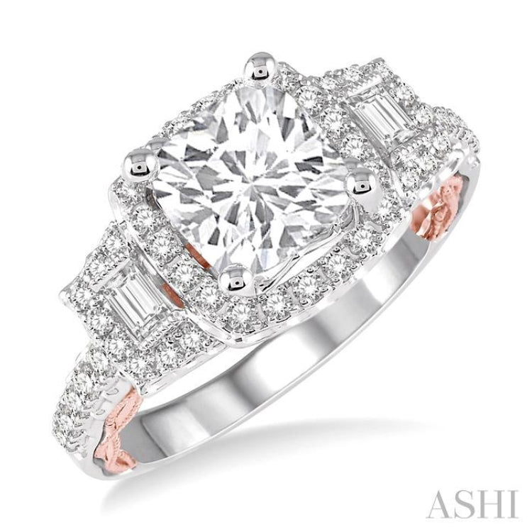 Cushion Shape Semi-Mount Halo Diamond Engagement Ring