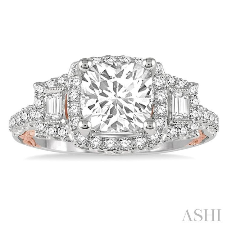 Cushion Shape Semi-Mount Halo Diamond Engagement Ring