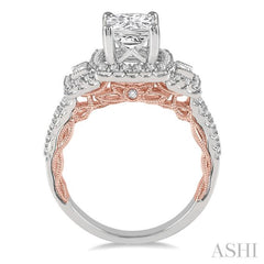 Cushion Shape Semi-Mount Halo Diamond Engagement Ring