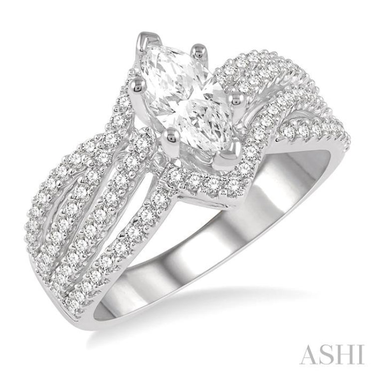 Marquise Shape Semi-Mount Diamond Engagement Ring