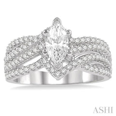 Marquise Shape Semi-Mount Diamond Engagement Ring