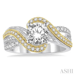 Round Shape Semi-Mount Diamond Engagement Ring