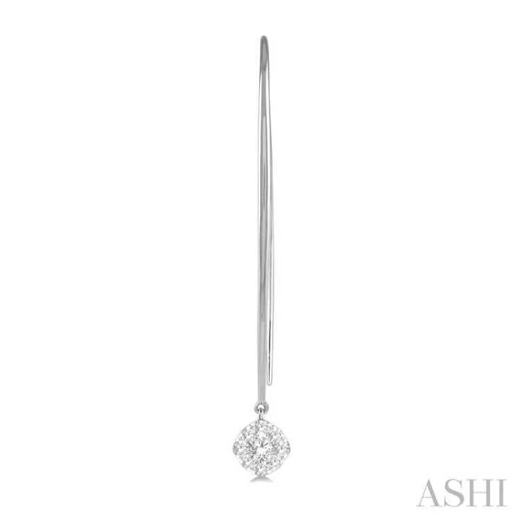 1/3 Ctw Cushion Shape Lovebright Round Cut Diamond Earrings in 14K White Gold