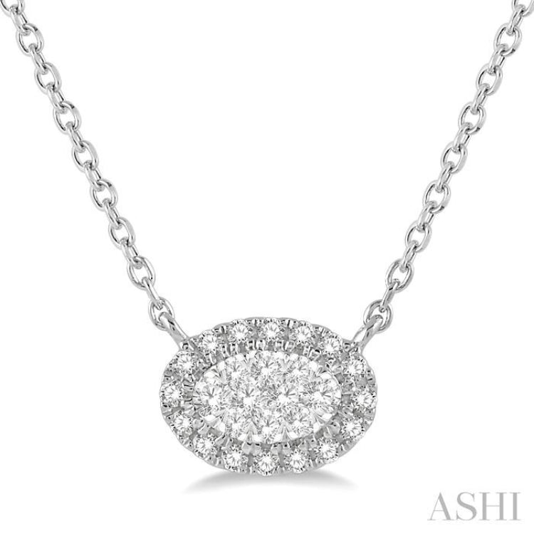 Oval Shape East-West Halo Lovebright Essential Diamond Necklace