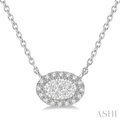 Oval Shape East-West Halo Lovebright Essential Diamond Necklace