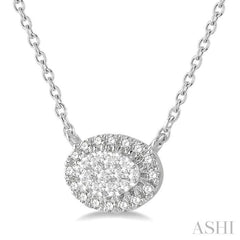 Oval Shape East-West Halo Lovebright Essential Diamond Necklace