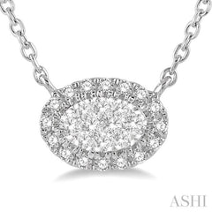 Oval Shape East-West Halo Lovebright Essential Diamond Necklace