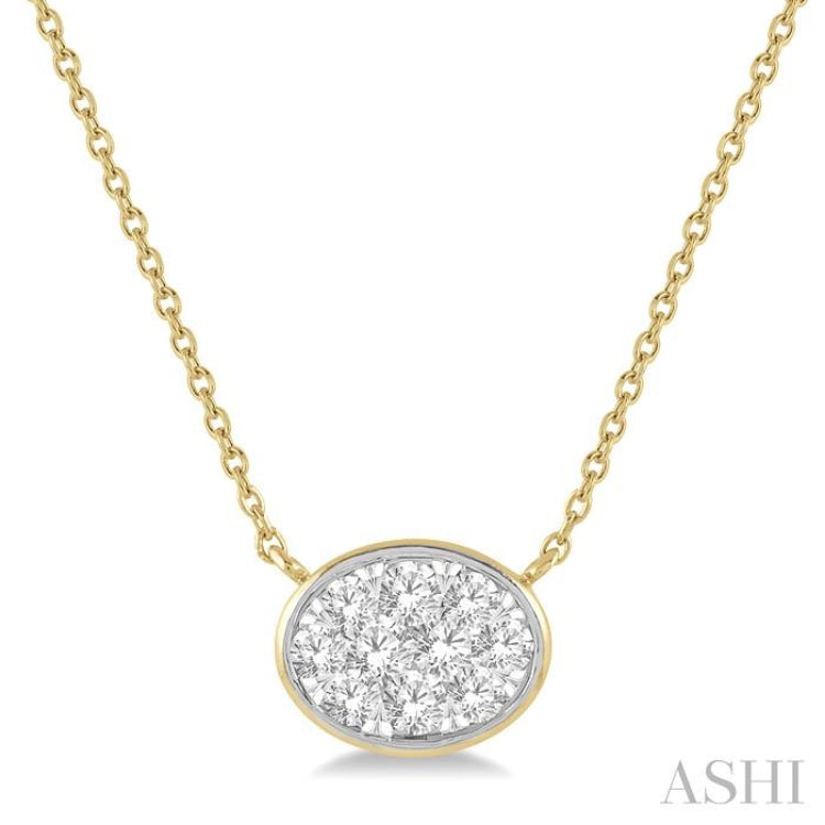 Oval Shape East-West Lovebright Essential Diamond Necklace