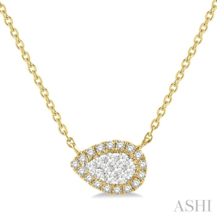 Pear Shape East-West Halo Lovebright Essential Diamond Necklace