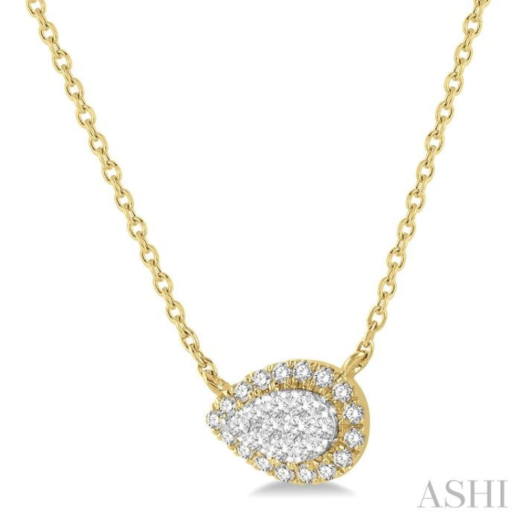 Pear Shape East-West Halo Lovebright Essential Diamond Necklace