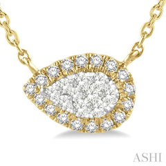 Pear Shape East-West Halo Lovebright Essential Diamond Necklace