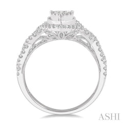 Pear Shape Halo Lovebright Diamond Engagement Ring