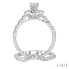 Round Shape Halo Diamond Wedding Set