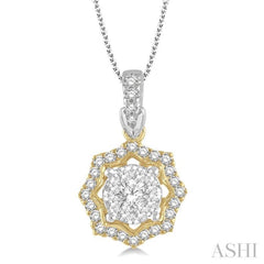 Round Shape Halo Lovebright Diamond Fashion Pendant