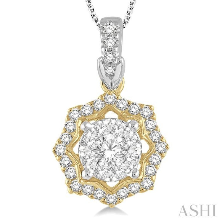 Round Shape Halo Lovebright Diamond Fashion Pendant