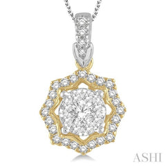 Round Shape Halo Lovebright Diamond Fashion Pendant