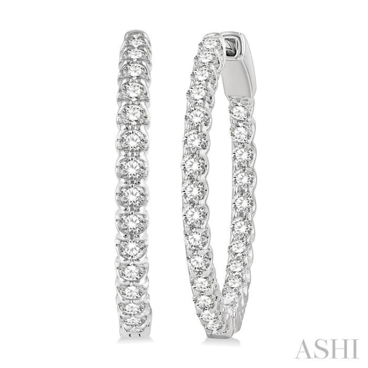 1 1/2 Ctw Inside-Out Round Cut Diamond Hoop Earrings in 14K White Gold