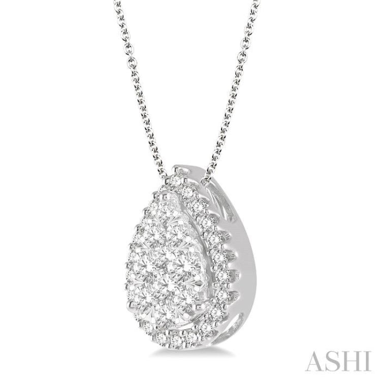 Pear Shape Halo Lovebright Essential Diamond Pendant